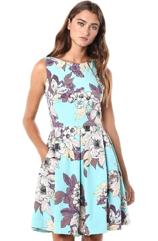 Trend Leading Collection Taylor - 1308M Floral Print Scuba Pleated A-line Dress