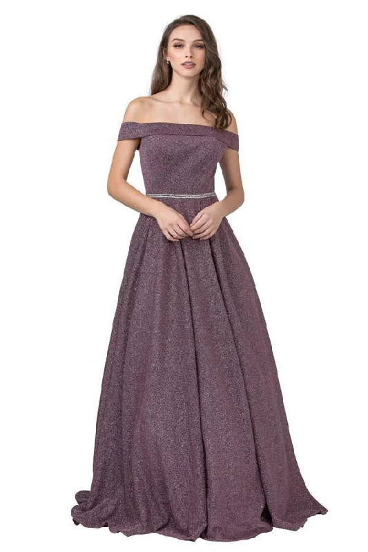 Huge Discounts This Week Long Formal Glitter Knit Off Shoulder Prom Ball Gown