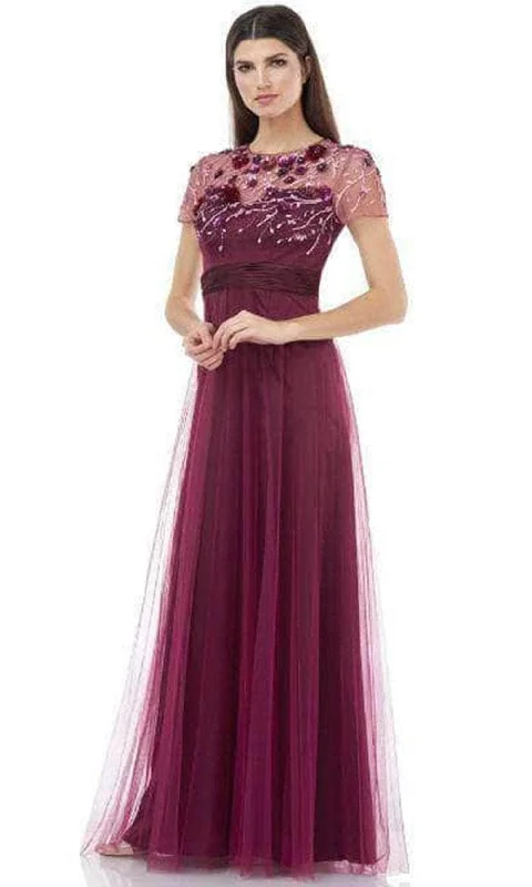 Vintage-Modern Style Offers JS Collections 867132 - Floral Applique Mesh Overlay Evening Gown