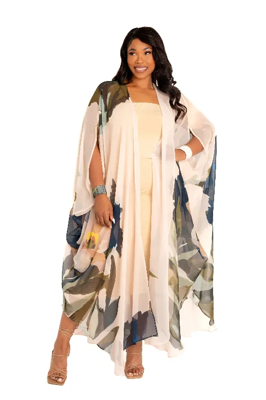 Daily Deals Floral Robe with Wrist Band