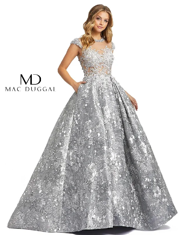 Bold Fashion Sales Mac Duggal Long Sheer Bodice Embroidered Ball Gown