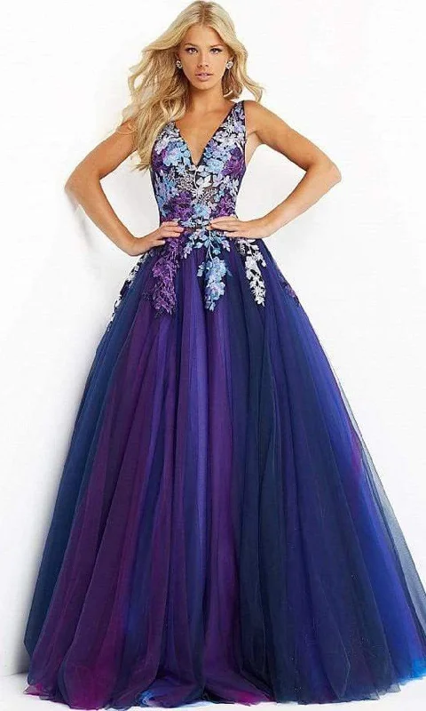 Shop Sale Items Jovani - 06807 Gradient Floral Embroidered A-line Gown