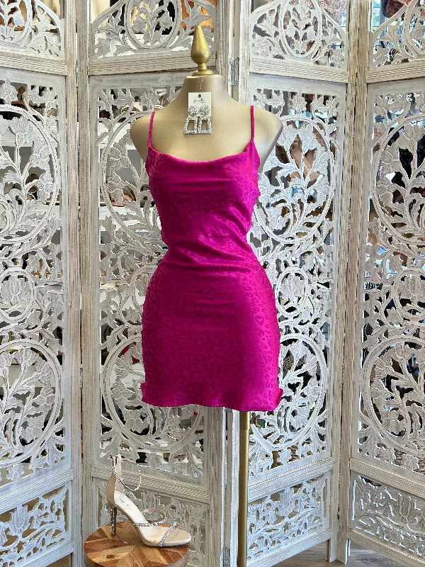 Luxe Style Discounts Pink Suede Print Cowl Mini Dress