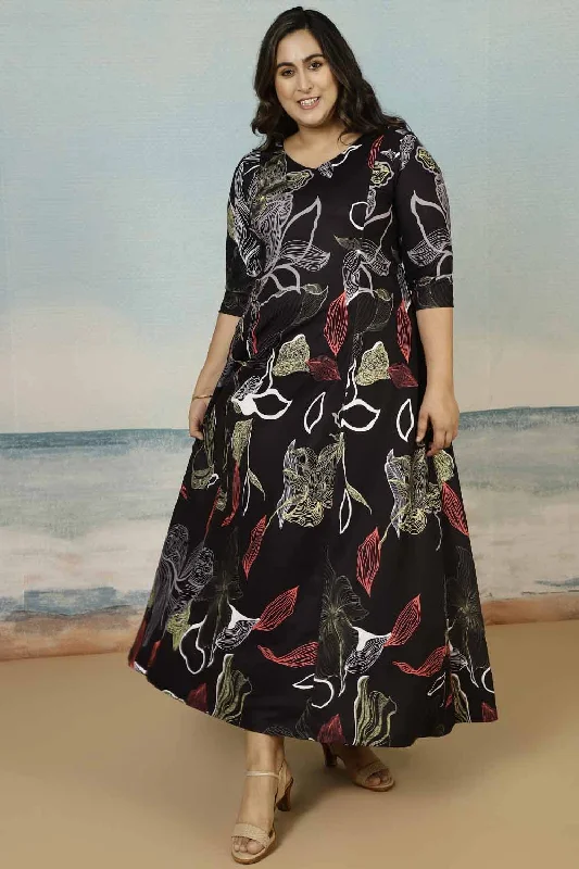 Huge Price Cut Black Floral Plus Size Dress