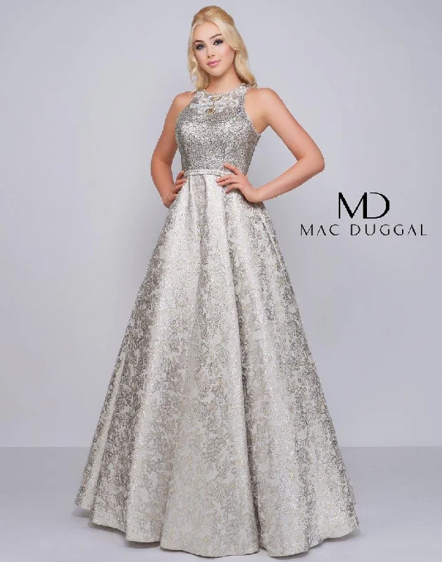 Unleash Your Trendy Side Mac Duggal 2090 Long Prom Metallic Ball Gown