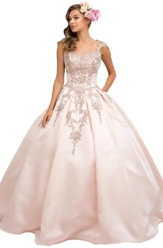 Insane Discount Onslaught Nox Anabel - U801 Cap Sleeve Lace Appliqued Cutout Ballgown