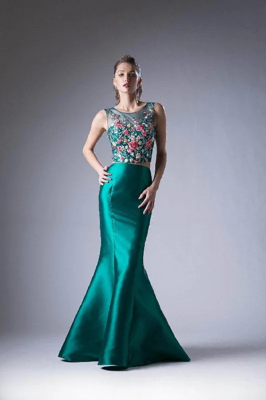 Romantic Chic Deals Ladivine HW03 - Floral Appliqued Two Piece Mermaid Gown