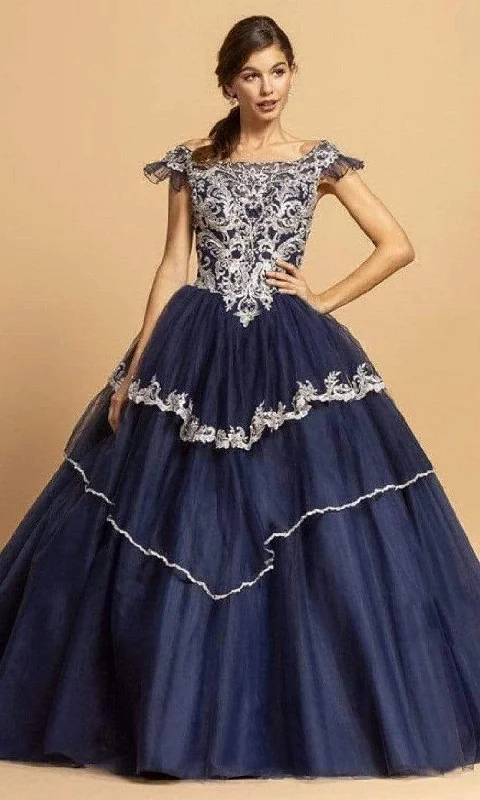 Don't Miss Out Trevi Collection - L2259 Off Shoulder Short Sleeves Ball Gown