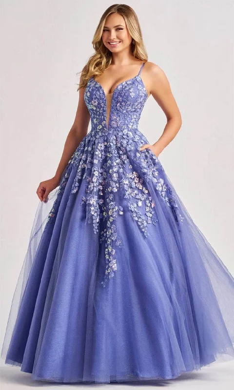 Dive Into Trendy Styles Colette By Daphne CL8420 - Floral Detail Prom Gown