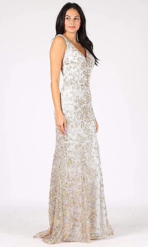 Hot Styles Eureka Fashion - 9706 Floral Glittery Sheath Dress