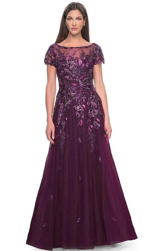 Affordable Trendy Fashion La Femme 31712 - Floral Lace Applique A-line Evening Dress