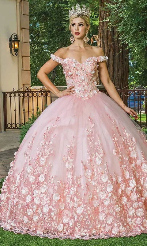 Refined Fashion Sale Dancing Queen - 1569 Off Shoulder Floral Applique Ballgown