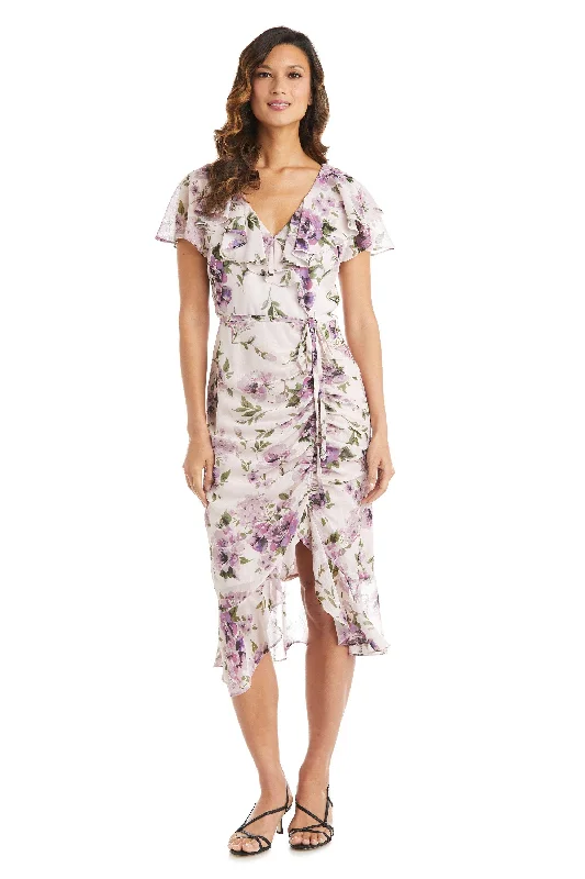 Fashion-Forward R&M Richards 7776 High Low Floral Chiffon Dress