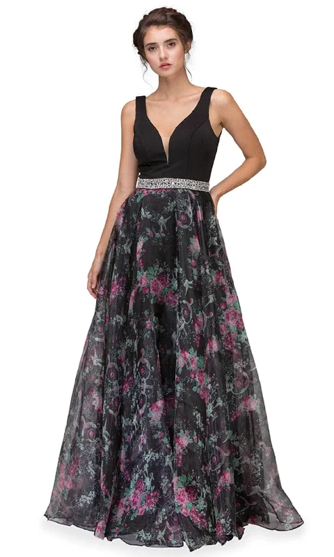 Seasonal Trends Eureka Fashion 7020 - Fitted Sleeveless Floral Prom Dress