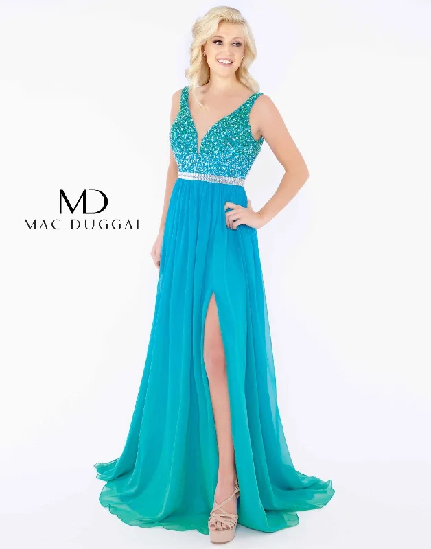 Bid Farewell To The Old Season Mac Duggal 77587 Prom Long Sleeveless Chiffon Gown