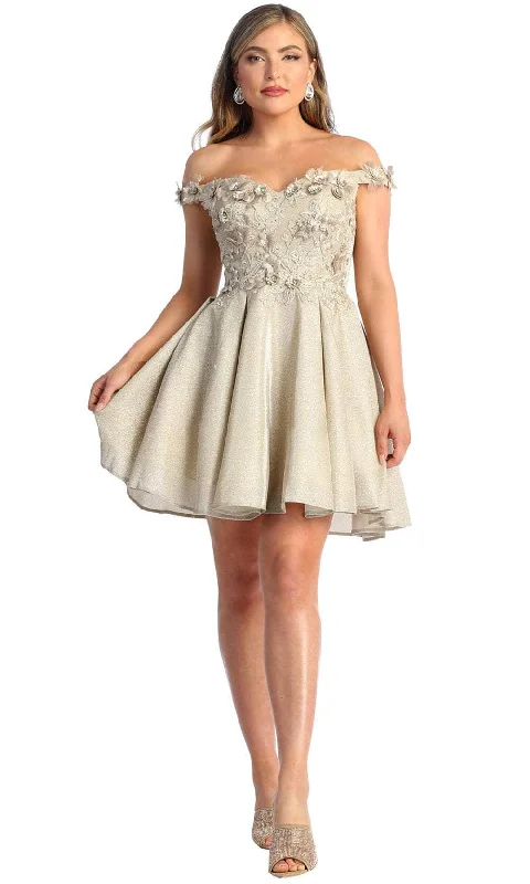 Bold Style Discounts May Queen MQ1906 - Floral Appliqued Sweetheart Cocktail Dress