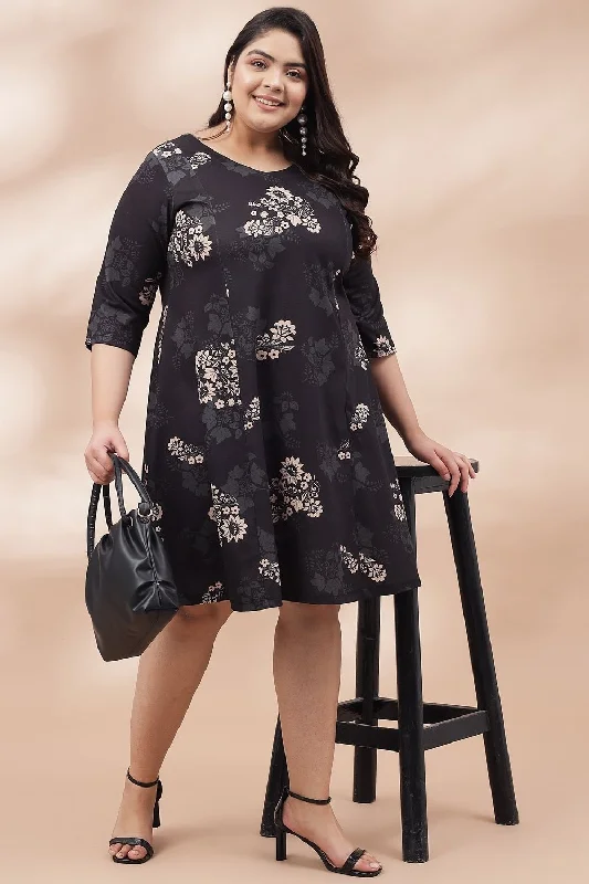 Special Offers Black Luxe Floral Printed Dress