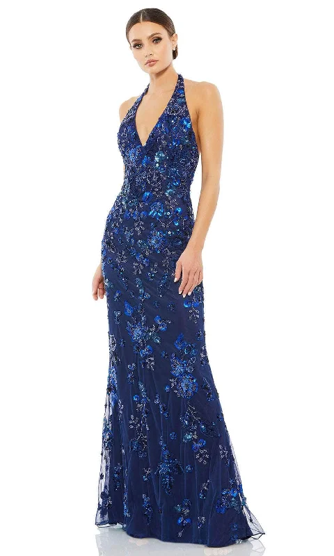 Casual Fashion Mac Duggal 5484 - Floral Beaded Halter Evening Gown