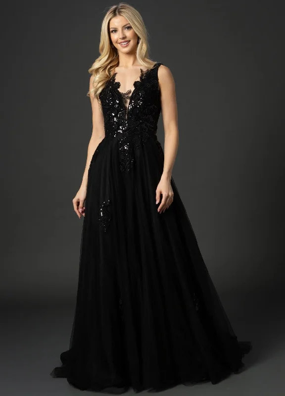 Clearance Sale, All Cheap Nina Canacci 6557 Size 10, 14 Black Long Ballgown Prom Gown floral lace Black Bridal Wedding