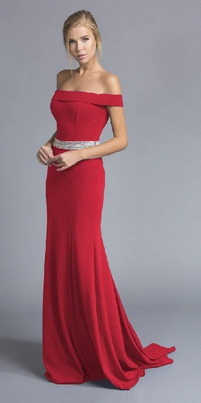 Gift Ideas Long Formal Fitted Off Shoulder Evening Prom Dress