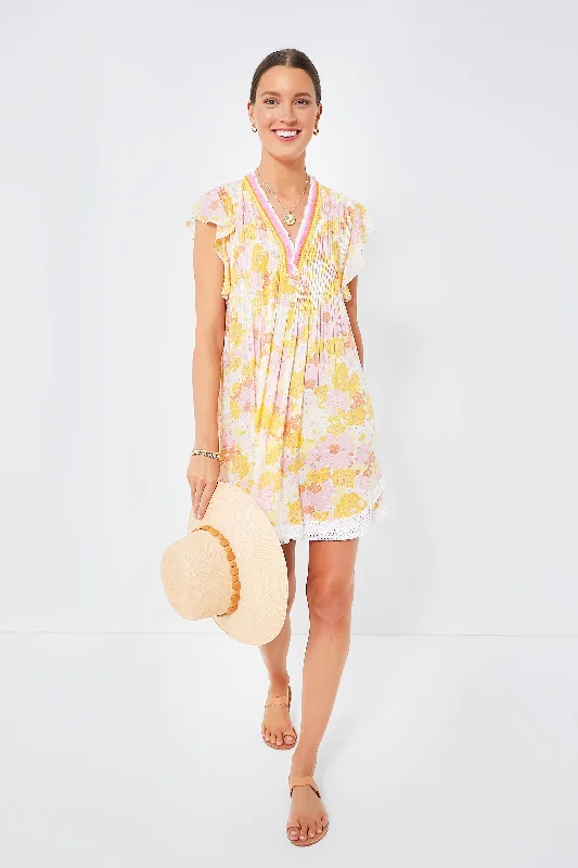 Limited Time Yellow Flower Mix Sasha Mini Dress