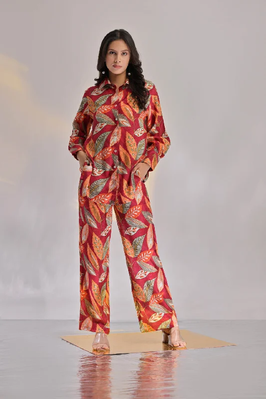 Budget Saver Majestic Maroon Floral Co-Ord Set