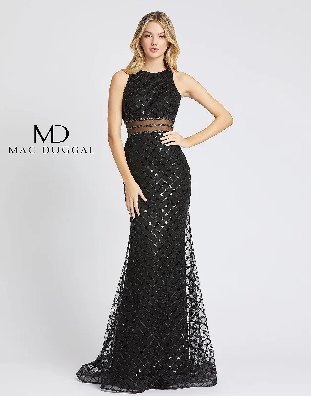 Chic Style, Always In Vogue Mac Duggal 67329 Long Formal Halter Prom Dress