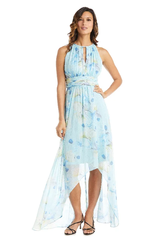 Seasonal Fashion R&M Richards 7314 High Low Chiffon Floral Print Gown