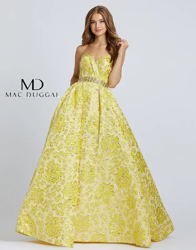 Limited Stock Mac Duggal 66719 Prom Long Floral Metallic Ballgown