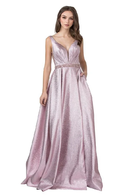 Explore What'S New Prom Long Formal Sleeveless Metallic Evening Gown