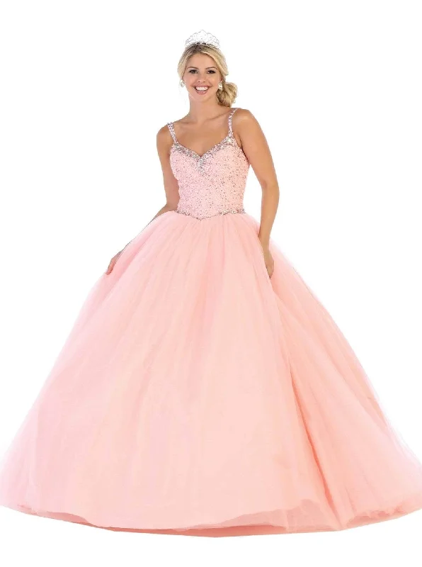 Catch Every Fashion Trend May Queen - LK106 Rhinestone Embellished Lace-Up Back Ballgown