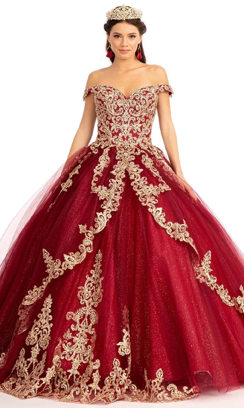 Enjoy Discount Elizabeth K - Appliqued Tulle Ballgown GL1972  - 1 pc Burgundy in Size M Available