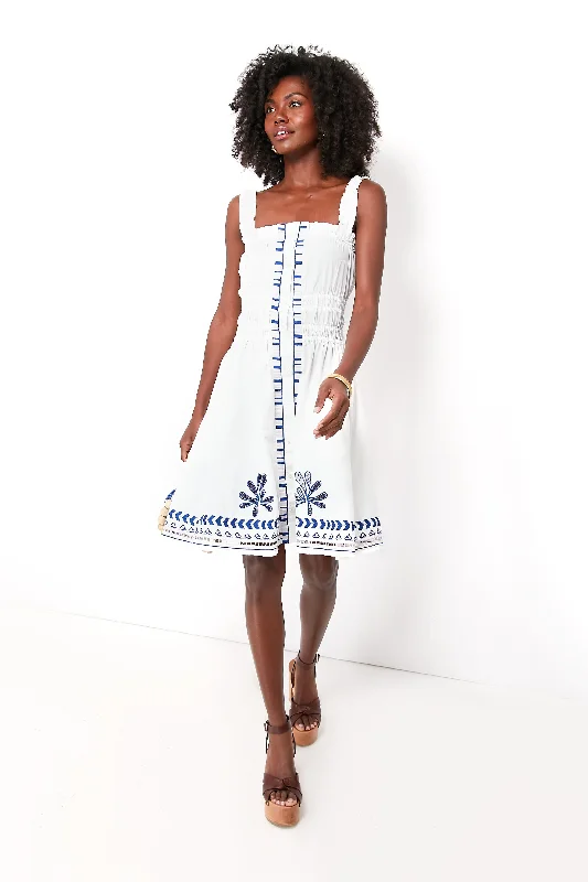 Seasonal Picks Soumy White Jimmy Embroidered Mini Dress