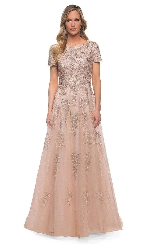 On-Trend Fashion Offers La Femme - 29290 Floral Embroidered Tulle Mother of the Bride A-line Gown