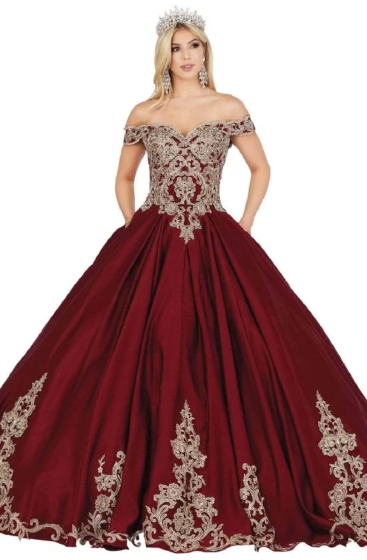 Stay Ahead In Style Dancing Queen - Off Shoulder Pleated Ballgown 1498 - 1 pc Burgundy In Size 2XL Available