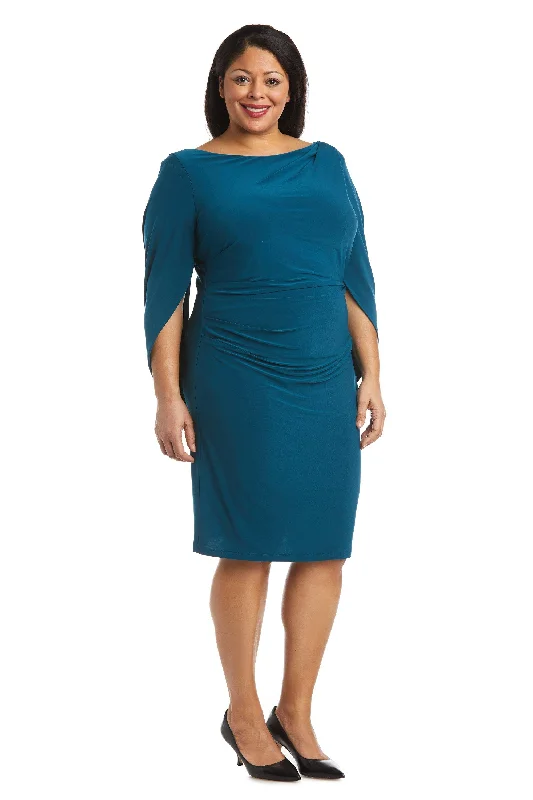 Valentine's Special R&M Richards 7461W Short Plus Size Drape Sleeve Dress