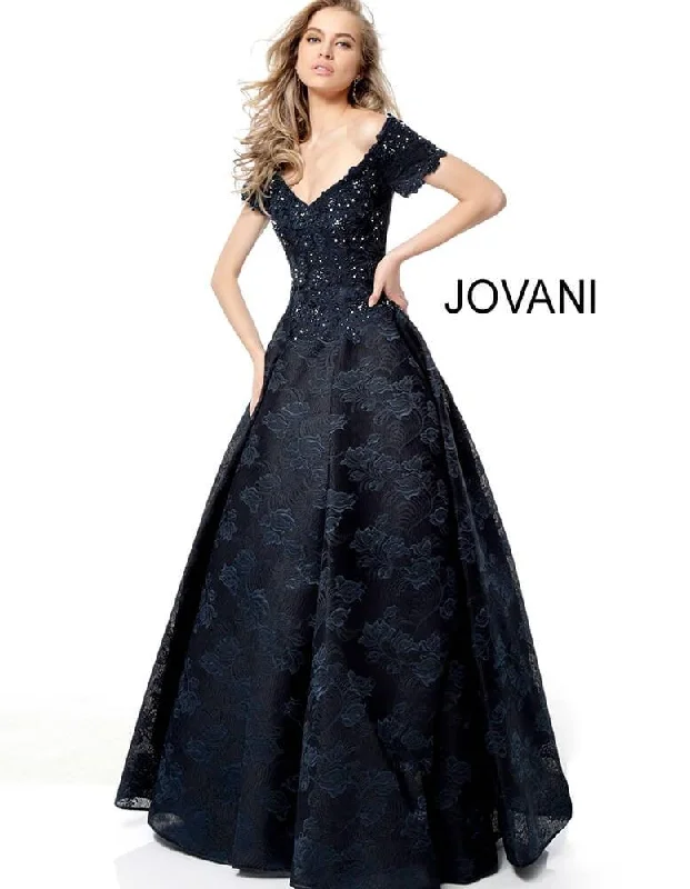 Contemporary Chic Promotions Jovani 50192 Short Sleeve V Neck Long Evening Dress