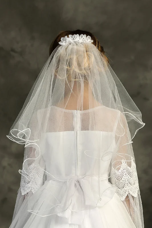 Forward Trendsetter Veil Maria Organza Floral Back Comb with Gem Stones