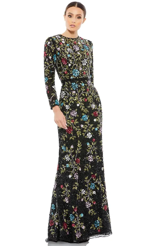 Quick Grab Deals Mac Duggal 5556 - Long Sleeve Floral Sequin Prom Gown