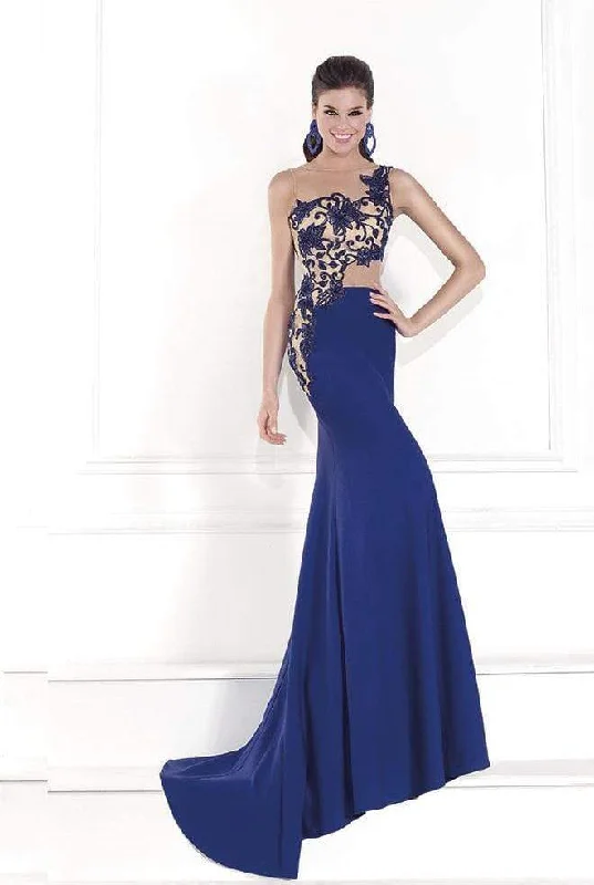 Easy Elegance Sales Tarik Ediz - One Shoulder Illusion Beaded Gown 92541