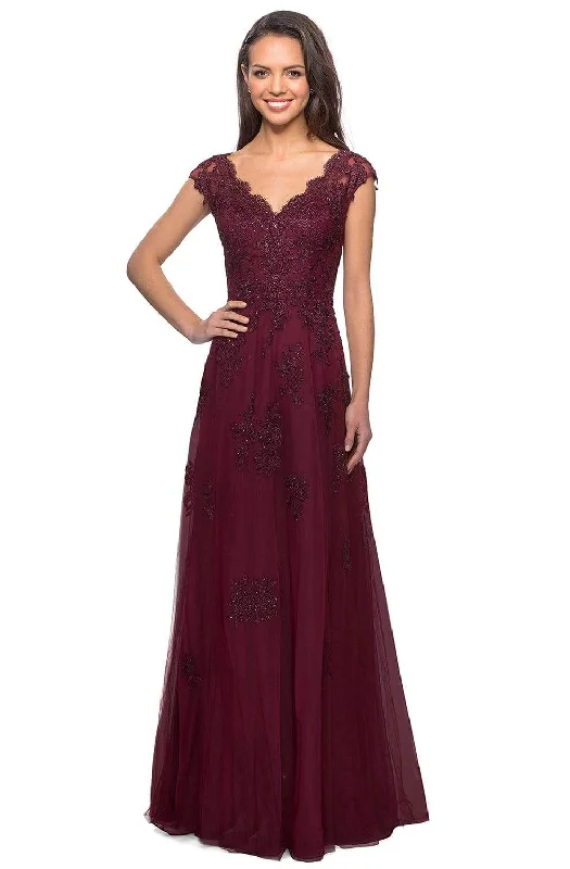 Street Style Discounts La Femme - 26942  V-Neck Floral Lace Mother of the Groom Tulle Gown