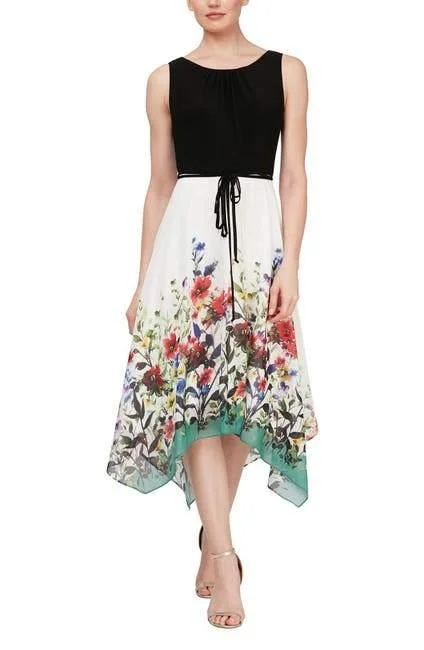 Budget-Friendly Fashion SL Fashions 9177399 Floral Midi Formal Dress