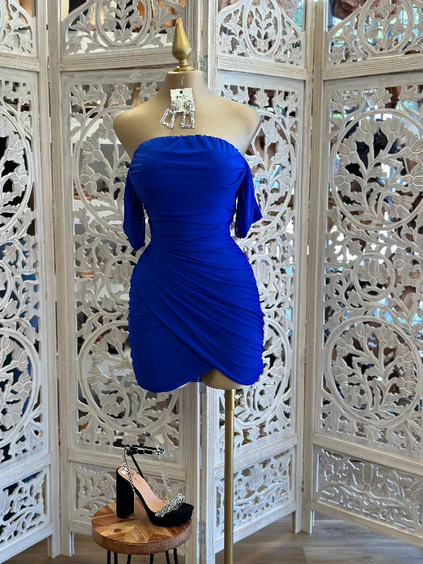 Classic Modern Offers Royal Blue Draped Mini Dress