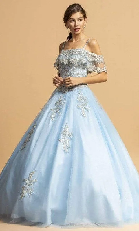 Summer Deals Trevi Collection - L2132 Appliqued Off Shoulder Ball Gown