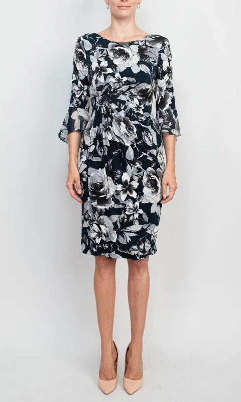 Flash Sales Connected Apparel TAL47985M1 - Quarter Sleeve Floral Formal Dress