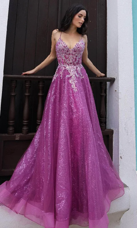 Clearance Event Nox Anabel C1407 - Lace Applique Sleeveless Prom Gown