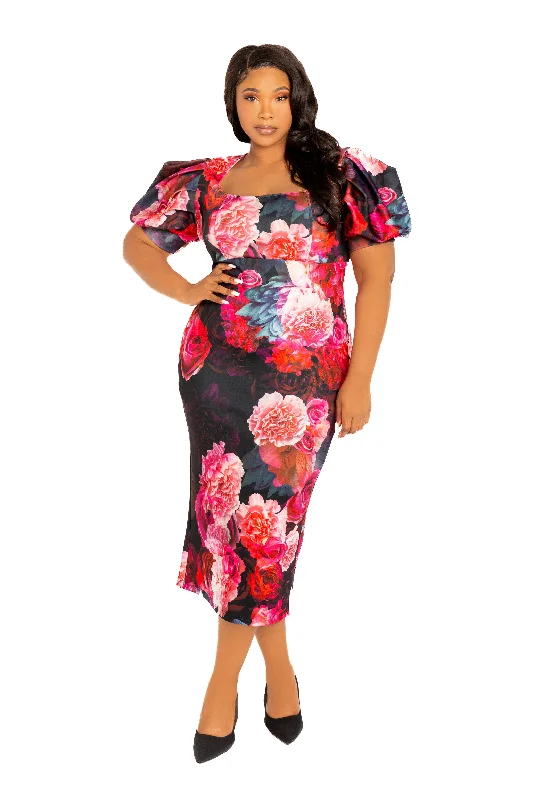 Best Deals Of The Season Floral Scuba Midi Dress