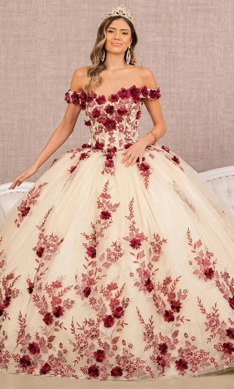 Clearance Event Elizabeth K GL3105 - Floral Ornate Quinceanera Ballgown