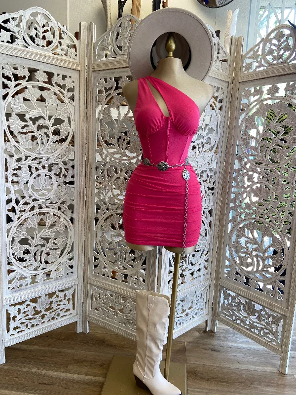 Flash Sale Now Hot Pink Cutout Mini Dress