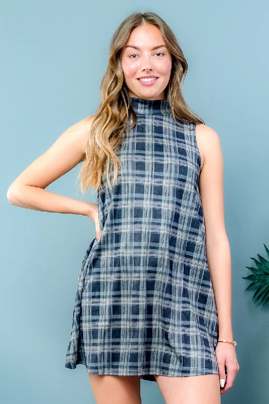 Smart Casual Deals Plaid Sleeveless Tunic Mini Dress* (LD41199C)